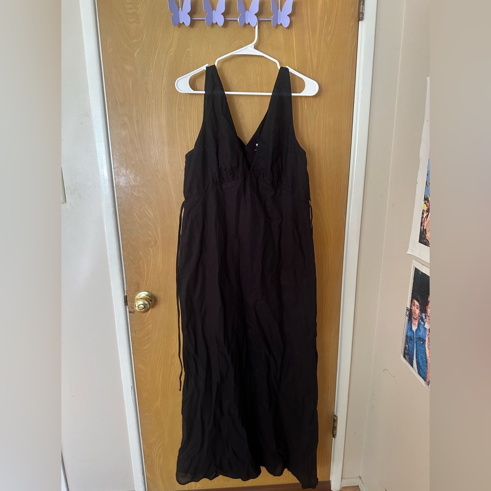 Princess Polly Nellie Maxi Dress Black Linen - Picture 2 of 4